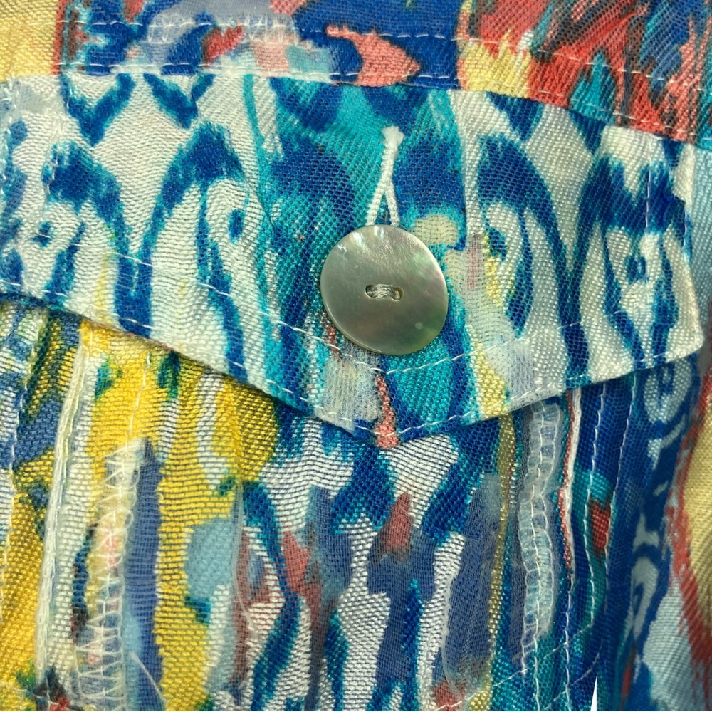 Ruby Rd. Abstract Button Front Crinkle Burnout Shirt Jacket - Picture 4 of 9